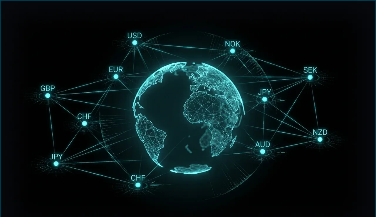 G10Grid early-access composition — abstract cyan currency-grid hero for the Get Started CTA